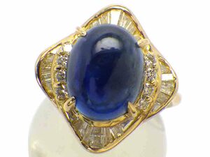 サファイア ダイヤモンドリング K18 8.3g 12号 GRJソーティング付き　Jewelry Sapphire7.27ct Dia Ring
