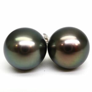 ◆K14 南洋黒蝶真珠ピアス◆A約3.5g パール pearl ジュエリー jewelry pierce DB5/DC3