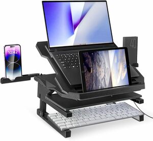 ノートパソコンスタンド タブレットスタンド PCスタンド ラップトップ iPad用携帯スタンド 卓上 20角度3段階高さ調整可能 折りたたみ式 滑