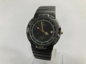 【稼働品!!】ブローバ・薄型ダイバー風ウォッチ・デイト・ブラック(黒)モデル[BULOVA QUARTZ]クォーツ式メンズ・レディース腕時計【中古】