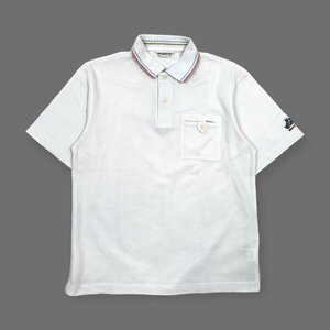 ゴルフ◆Black&White ブラック&ホワイト 袖ロゴ刺繍 ポケット付き 半袖 ポロシャツ L /メンズ スポーツ ブラホワ/薄い水色系