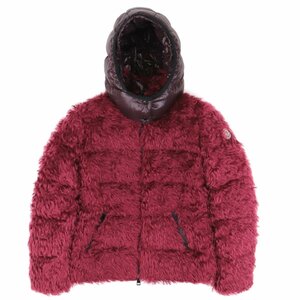 美品 モンクレール 18年 BADYP モヘア ダウンジャケット レディース ワインレッド 00 フード エコファー MONCLER