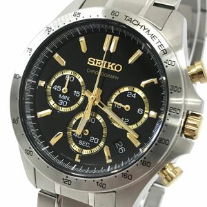 新品 SEIKO セイコー SPIRIT スピリット 腕時計 SBTR015 クオーツ アナログ クロノグラフ カレンダー ブラック ゴールド シルバー 箱付き