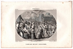 1813年 Filhol 銅版画 ドメニキーノ DOMINIQUIN アレクサンドロス3世の捕虜 ティモクレア TIMOCLEE DEVANT ALEXANDRE