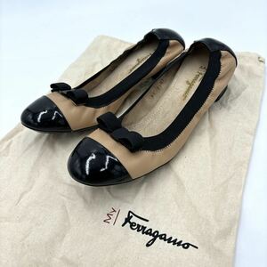 Z ＊ ほぼ美品 保存袋付き 高級婦人靴 My Ferragamo サルヴァトーレフェラガモ 本革 ヴァラリボン ヒール / パンプス US7.5 24.5cm