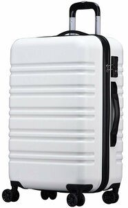 【訳アリ品】スーツケース 大型 キャリーバッグ ーケース 超軽量 TY8098ファスナータイプ L　ホワイト 大容量 95L TSAロック (W)［015］