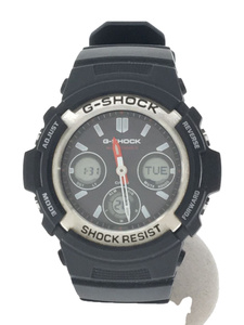 CASIO◆ソーラー腕時計・G-SHOCK/デジアナ/ラバー/BLK/BLK/SS