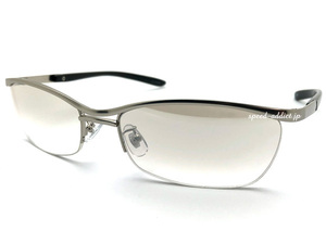 METAL HALF RIM SUNGLASS SILVER × LIGHT BROWN HALF/メタルハーフリムサングラスシルバーブラウンナイロールスクエアツーブリッジ哀川翔