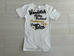 ★Von Dutch ボンダッチ Vネック 半袖Tシャツ Mサイズ 刺繍 ホワイト★