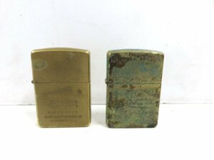 【80】1円～ ZIPPO ジッポ 2個セット サビ有り ソリッドブラス 火花未確認 着火未確認 現状品 ジャンク品