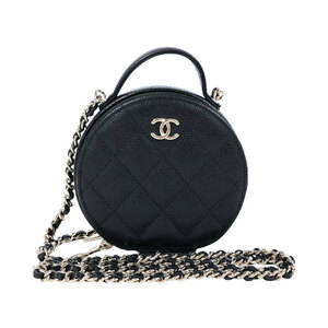 シャネル CHANEL スモール ヴァニティケース AP2502 ブラック ゴールド金具 キャビアスキン ショルダーバッグ レディース 中古