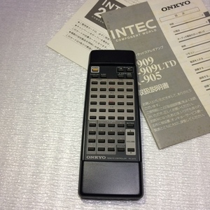 1990年代 "ONKYO INTEC A-909 LTD" 付属品のリモコンと取扱説明書