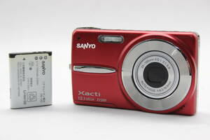 【美品 返品保証】 サンヨー SANYO Xacti DSC-X1200 レッド 3x バッテリー付き コンパクトデジタルカメラ s5995