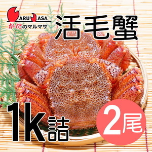 【かにのマルマサ】 北海道産 活毛ガニ1キロ詰2尾セット