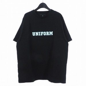 ユニフォームエクスペリメント uniform experiment COLLEGE TEE プリント ロゴ Tシャツ クルーネック 半袖 2 ブラック 黒 UE-222039