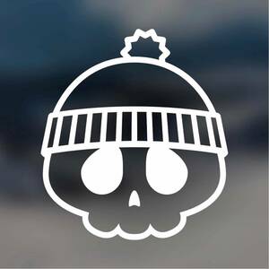 【カッティングステッカー】ニット帽スカル ウィンタースポーツ好きや雪国の方へ ドクロ スカル 骸骨 スノーボード スノボ スキー ニット帽