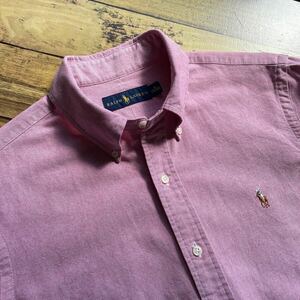 ［美品］Polo Ralph Lauren ポロラルフローレン オックスフォード ボタンダウンシャツ レッド Mサイズ （日本Lサイズ相当）