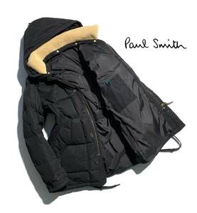 最高級【定価6.6万】Paul Smith ポールスミス ダウンコート L メンズ【BOA COLLAR DOWN COAT】フランス産ダウン ジャケット 保温性抜群 黒