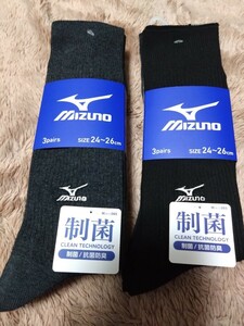 ⑤MIZUNO　メンズソックス　サイズ２４~２６cm　６足　制菌　抗菌防臭　　　　