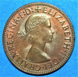 C2852　珍品【エラーコイン/表の肖像の輪郭が裏に浮き出ている】　オーストラリア　1ペニー硬貨
