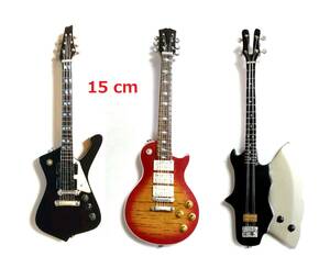 キスKiss 15 cmミニチュアベース＋ギター3本セット。ミニ楽器