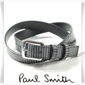 未使用1円～★定価3.6万 ポールスミス Paul Smith メンズ スペイン製 牛革レザー グラデーションストライプ レザーベルト 34 ◆7403◆