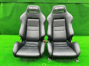 RECARO レカロ SR-3 黒レザー ブラック 2脚 片側ダイヤル R34 レール付き 中古品 240122 M 工場