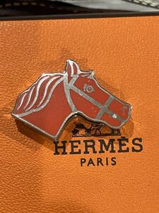 価格交渉OK　新作　エルメス　ＨＥＲＭＥＳ　ツイリーリング　シュバル ホースフェイス 馬　シルバー　オレンジ