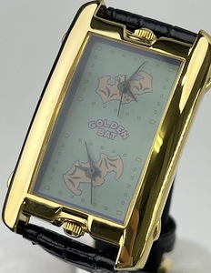 【未使用・非売品】F0526 GOLDEN BAT ゴールデンバット 腕時計 クォーツ メンズ時計 ゴールド ブラックベルト コレクション 現状不動品