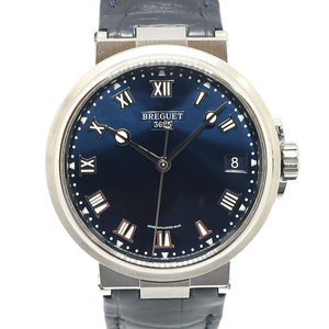 【天白】ブレゲ マリーン ブルー 5517TI/Y1/9ZU SS 革ベルト メンズ 腕時計