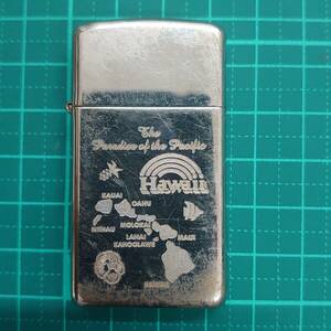 ＃3884B【着火未確認 訳アリ ZiPPO/ジッポー オイルライター　スリムタイプ Hawaii ロゴ入り　火花あり 2009年/2月製造 アメリカ製】