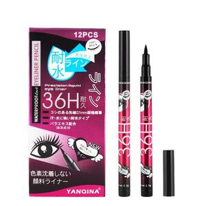 YANQINA 12 ピース/ロット 36H 液体アイライナー防水アイメイクアップ美容ロングラスティングアイライナーペンシルメイクアップ黒ブラウン