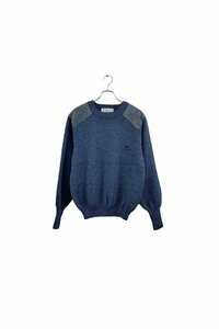 Made in ENGLAND Burberrys blue sweater バーバリーズ 長袖セーター ニット ブルー サイズM エルボーパッチ ウール メンズ ヴィンテージ 6