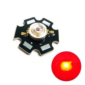 Edison POWER LED 1W 赤色 EDER-1LA3 星型ヒートシンク付き 10個