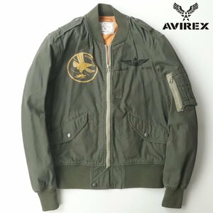 美品 上野商会 AVIREX アヴィレックス 6102131 TYPE L-2B ユーズド加工 コットン フライトジャケット カーキ M ブルゾン MA-1 L-2A