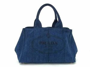 1円 ■美品■ PRADA プラダ カナパ デニム トートバッグ ハンドバッグ レディース ブルー系 AY1726