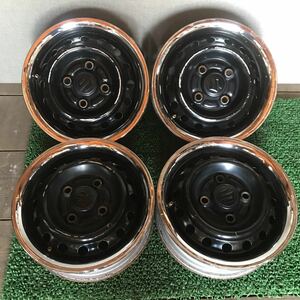 スズキ純正鉄ホイール 12インチ 12×4.00B OFF; +45 PCD;100-4H ハブ径;約54mm 大きなガリ傷ない 錆びや塗装剥がれあり 4本