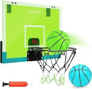 送料無料バスケットゴール 室内 子供 おもちゃ ドア掛け バスケットボール2個付き 自動採点 歓声 耐衝撃 組立式