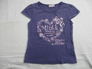 BE156【MINI-K・ミニケー】ラメプリント　半袖　Ｔシャツ　女児　青系　120