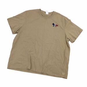 ND173-⑥ PUMA プーマ × MAISON KITSUNE メゾンキツネ 半袖 Tシャツ トップス プルオーバー クルーネック 綿100% ベージュ メンズ XL