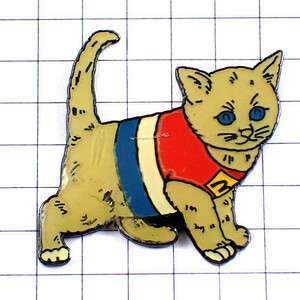 ピンバッジ・猫マクドナルドＭフランス国旗トリコロール青白赤◆フランス限定ピンズ◆レアなヴィンテージものピンバッチ