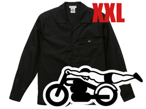 OPEN COLLAR WORK SHIRT BLACK XXL/黒開襟シャツpenny