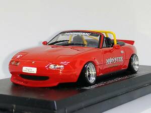 1/43 ノレブ Mazda Eunos Roadster (1989） 改 アルミ 深リム ローダウン 改造 ユーノス F/Rスポイラー MONSTERENERGY デカール カスタム