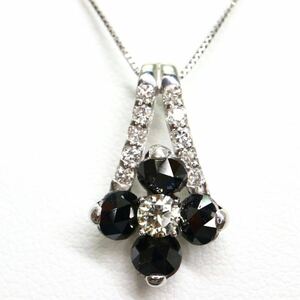《K18WG 天然ダイヤモンド/天然オニキスネックレス》A 約3.1g 約45cm 1.55ct onyx diamond necklace ジュエリー jewelry EB7/EB