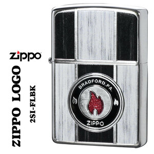 zippo 両面加工 ZIPPO LOGO ジッポーロゴ 銀メッキいぶし　木目調プリント　ブラック 2SI-FLBK【ネコポス可】