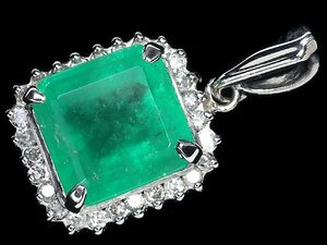 KV11286S【1円～】新品【RK宝石】≪Emerald≫ 上質エメラルド 大粒2.831ct!! 極上ダイヤモンド Pt900 高級ペンダントヘッド ネックレス