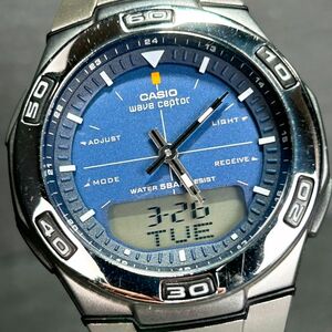 美品 CASIO カシオ WAVE CEPTOR ウェーブセプター WVA-105H 腕時計 タフソーラー 電波時計 アナデジ ステンレススチール メンズ 動作確認済