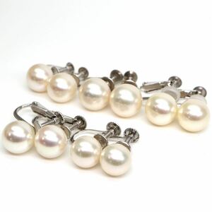 ◆Pt900/K18 アコヤ本真珠 イヤリング5点おまとめ◆A 13.6g 7.5-8.5mm珠 パール pearl ジュエリー earring pierce jewelry EC4