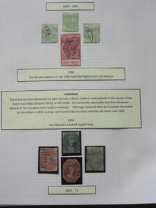 オーストラリア切手1898-1903、1909（使用済4枚）とＴＡＳＭＡＮＩＡ1863-71、1856（使用済4枚）　5/23
