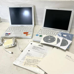 動作品 Apple iBook G4 2台セット ACアダプタ OS Ⅹ ディスク 初期化済み 部品取りにも アップル アイブック 廃盤 中古 まとめ売り MAC